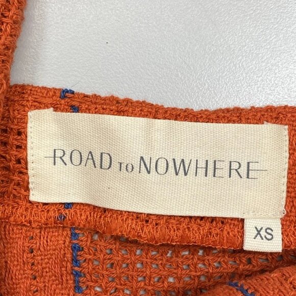 Road To Nowhere Women's Cropped Tank Top Size XS | Sofia Woven Cotton – Orange - Picture 3 of 10